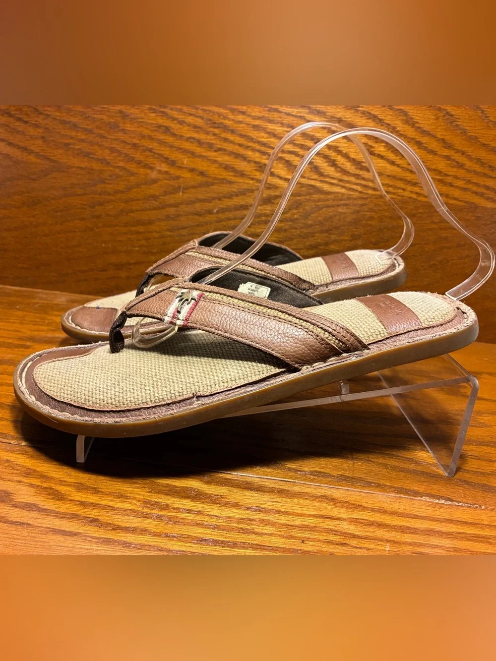 Margaritaville Brown Leather Flip Flop Sandals Jimmy Buffett Men’s 11